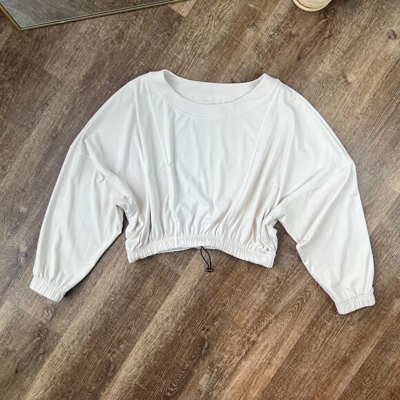 Balance Athletica Off White Cropped Drawstring Pullover Top - Picture 1 of 7